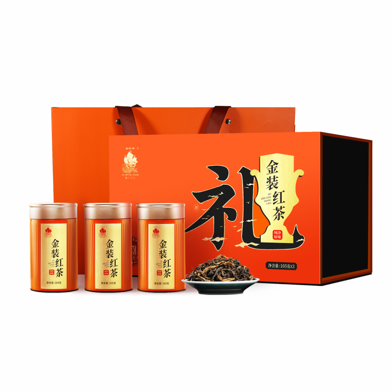 金帆牌(GOLDEN SAIL BRAND)金装红茶礼盒送人自饮耐泡回甘105克*3罐 金帆金装红茶礼盒315克 200g